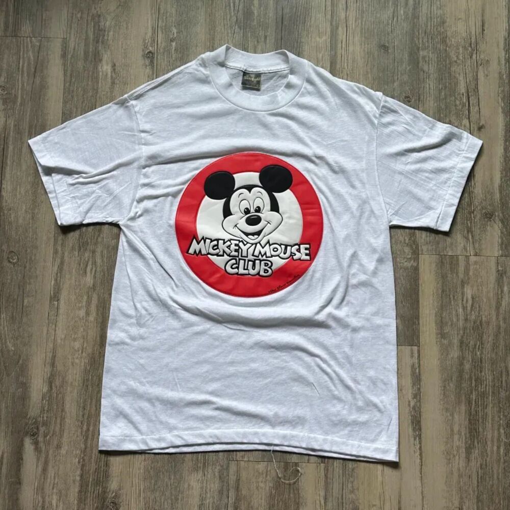 Vintage 60s Disney Mickey Mouse Club Textured T-Shirt Size Large RARE